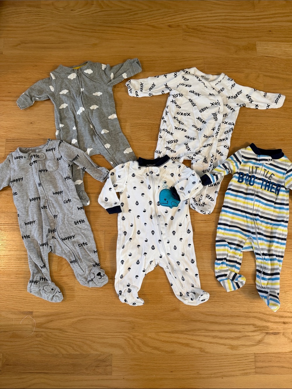 Adorable Fun Printed Infant Baby Sleeper Set, 5 pcs 0-3 mo